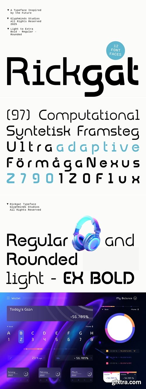 CreativeMarket - Rickgat - Futuristic Font Family 291394745
