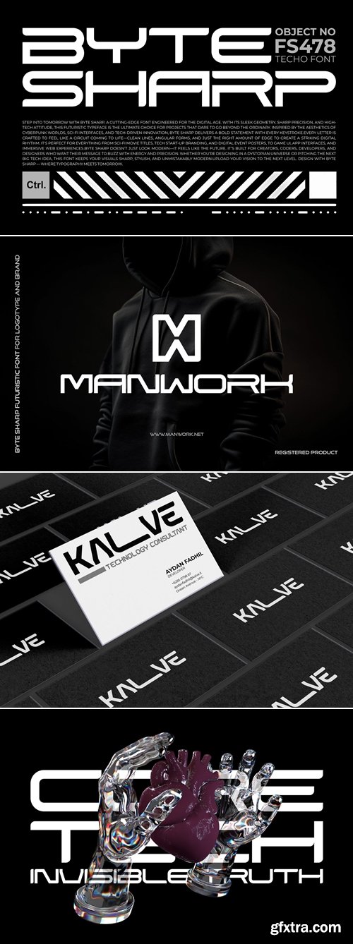 CreativeMarket - Byte Sharp - Futuristic Techno Font 291366538