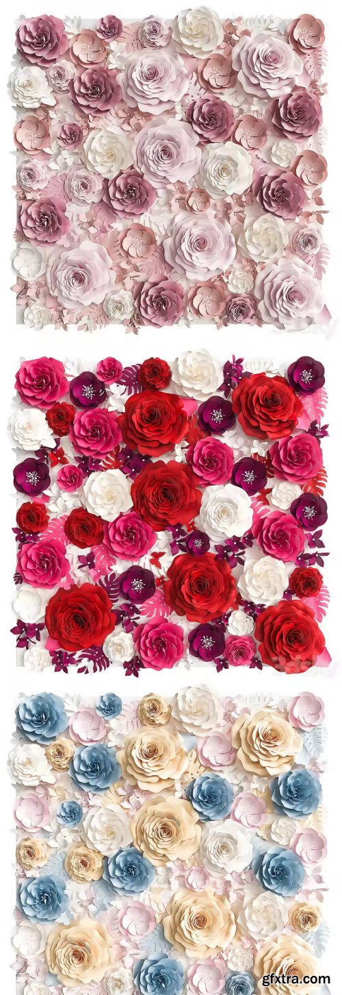 A Wall of Paper Flowers 3D Model, Photo Background 3731574