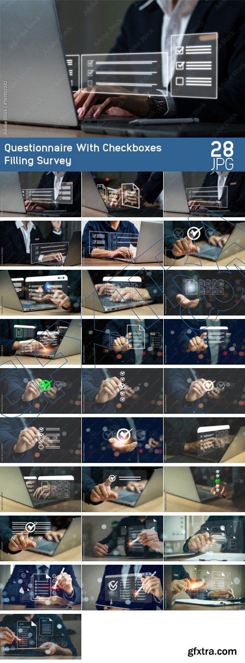 Questionnaire With Checkboxes Filling Survey 28xJPGs