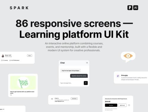 '86 responsive screens — Learning platform UI Kit'