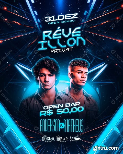 Designi - Flyer Réveillon Privat Anderson & Matheus Social Media PSD Editável