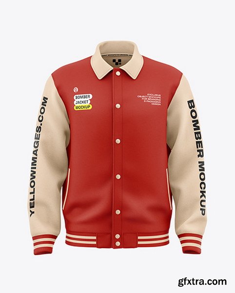 YellowImages - Men\'s Polo Bomber Jacket Mockup - Front View - 134976