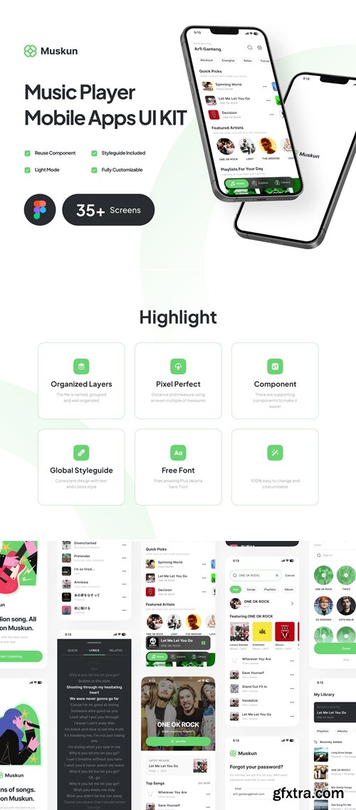 Muskun - Music Player Mobile App UI Kit