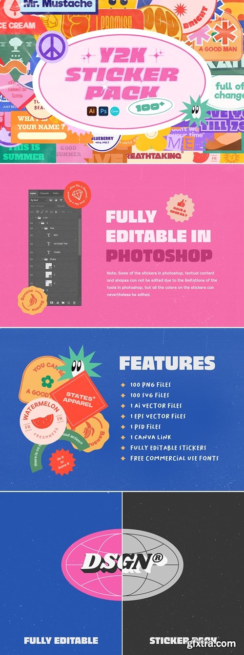 CreativeMarket - Y2K Sticker Pack 7009297