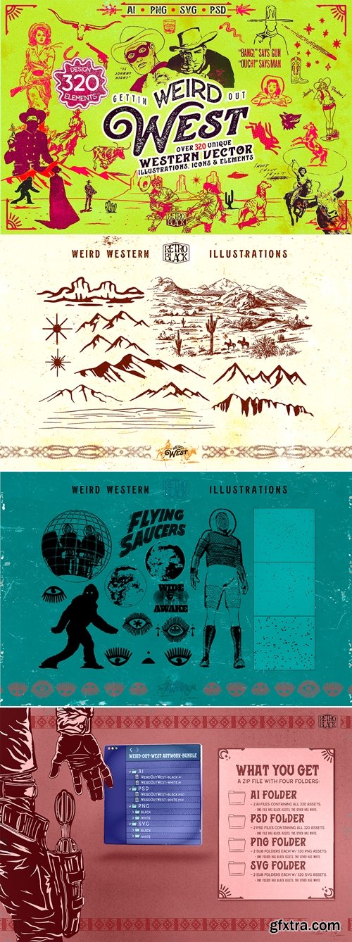 CreativeMarket - 320 Western Icons and Illustrations 10282538