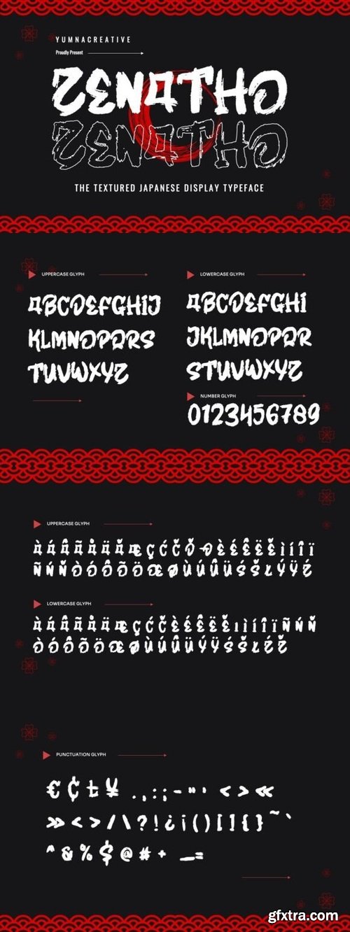 CreativeMarket - Zenatho - Textured Japanese Font 226398613