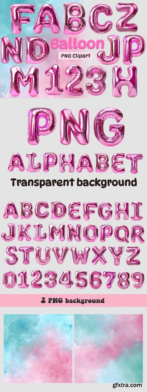 3D Foil Balloon Alphabet Clipart, Letter