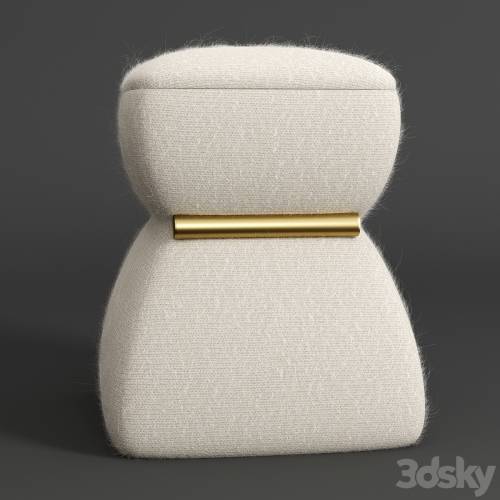 '3dsky Pro - Cusi Modern Pouf in White Mohair'