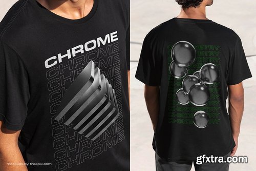 CreativeMarket - 3D Geometry Chrome 85 illustrations - 7415651