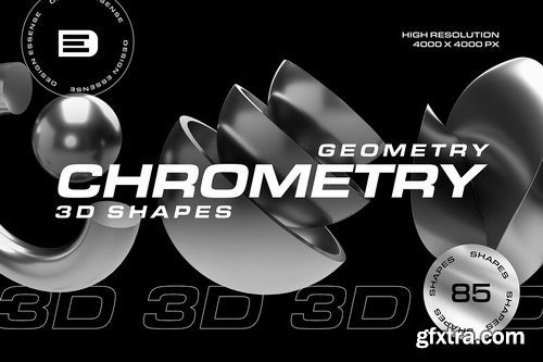 CreativeMarket - 3D Geometry Chrome 85 illustrations - 7415651