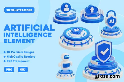 IconScout - Artificial Intelligence Element 3D Icon Pack