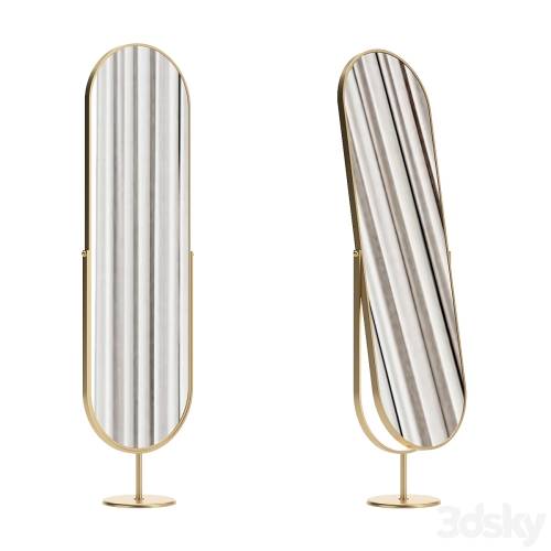 '3dsky Pro - Mirror in a golden frame floor swivel oval'