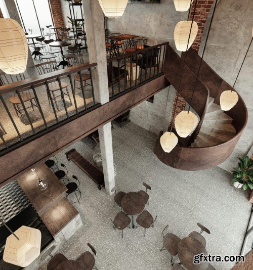 Coffee Room Interior Scene