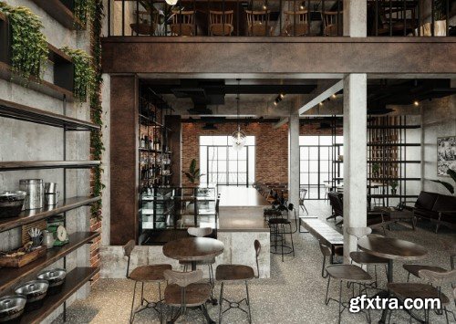 Coffee Room Interior Scene