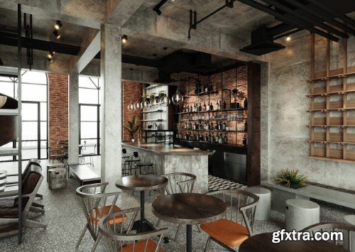 Coffee Room Interior Scene