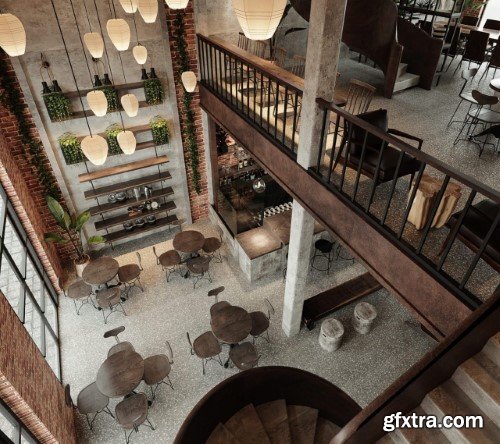 Coffee Room Interior Scene Coffee Room Interior Scene