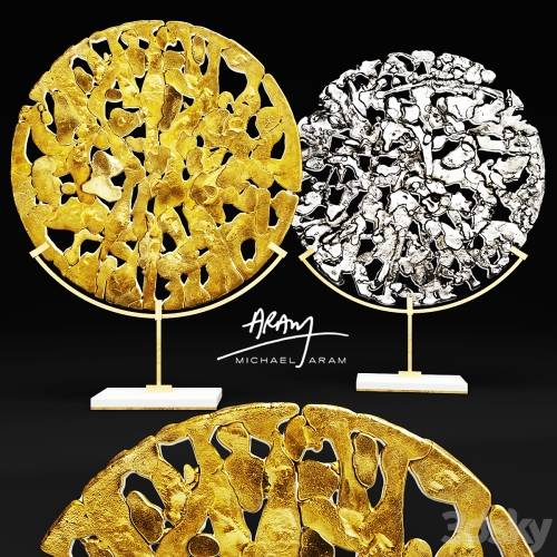 '3dsky Pro - Michael Aram. Golden Disk. Horchow, luxury decor, figurine, metal'