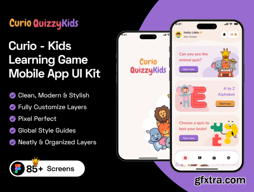 UI8 - Curio - Kids Learning Game Mobile App UI Kit