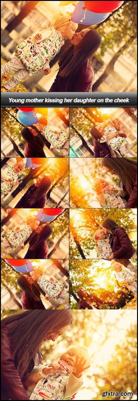 Young Mother Kissing Her Daughter on the Cheek 9xJPG