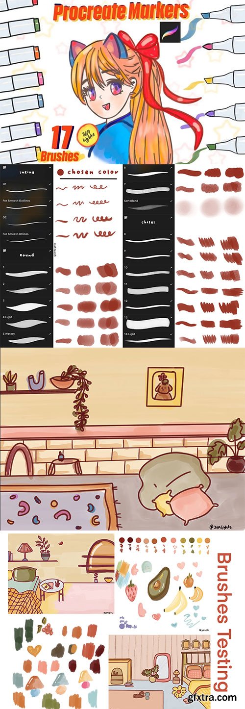 Brushgalaxy - 17 Procreate Marker Brushes | Alcohol Markers