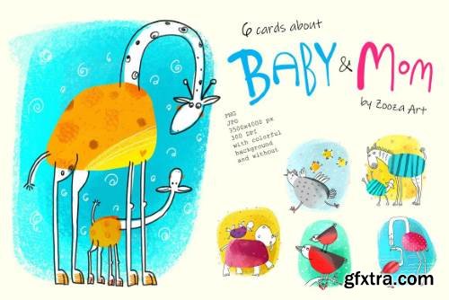 6 Illustrations About Baby and Mom 12xPNG 5863218