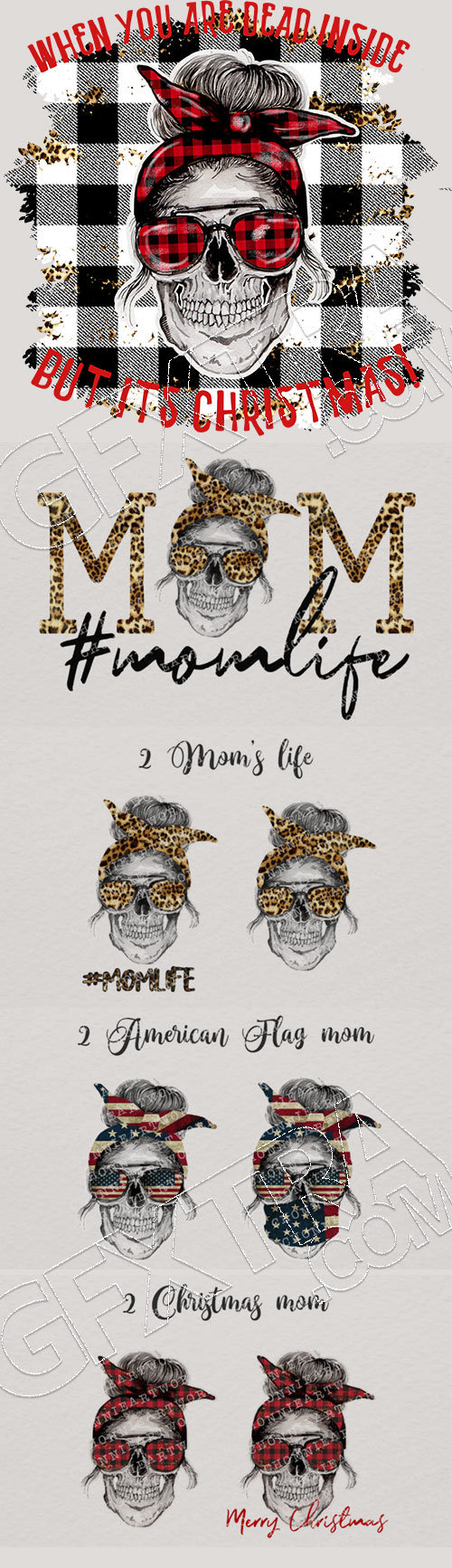 Mom's Life Skull Bundle 8xPNG