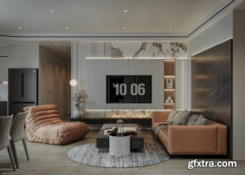 3ds Max Living Room Interior Scene