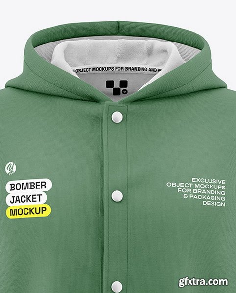 YellowImages - Men\'s Bomber Jacket with Hood Mockup - Front View - 134939