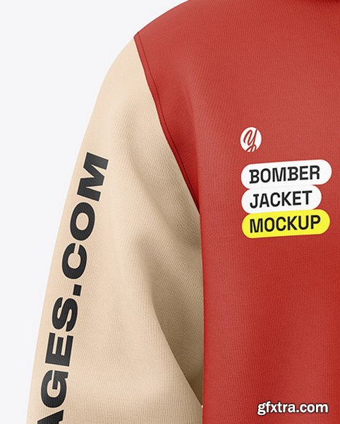 YellowImages - Men\'s Bomber Jacket with Hood Mockup - Front View - 134939