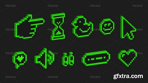 MotionArray - 10 3D Pixel Voxel Stickers