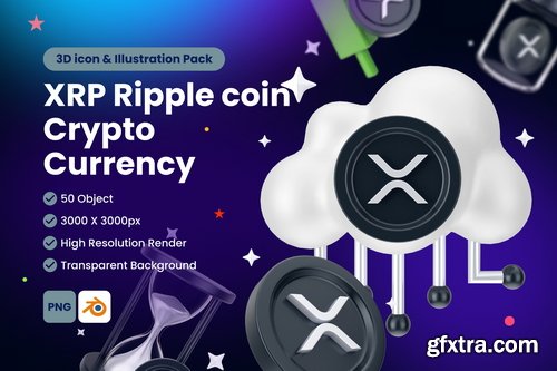 IconScout - Ripple XRP Digital Stablecoin Cryptocurrency Vol 1 3D Icon Pack