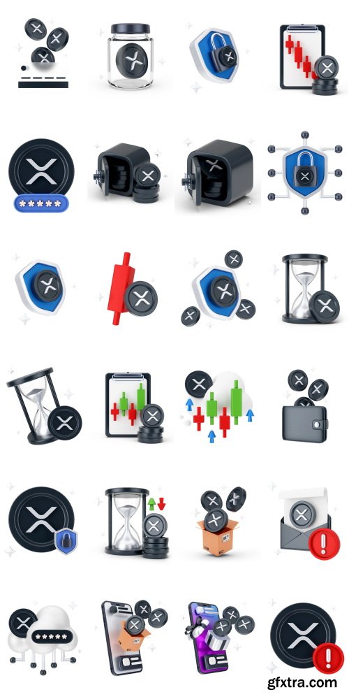 IconScout - Ripple XRP Digital Stablecoin Cryptocurrency Vol 1 3D Icon Pack