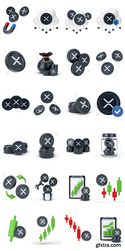 IconScout - Ripple XRP Digital Stablecoin Cryptocurrency Vol 1 3D Icon Pack