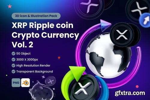 IconScout - Ripple XRP Digital Stablecoin Cryptocurrency Vol 2 3D Icon Pack