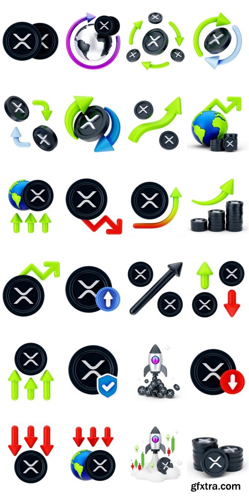 IconScout - Ripple XRP Digital Stablecoin Cryptocurrency Vol 2 3D Icon Pack