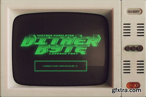 CreativeMarket - Dither Byte - Vintage Pixel Font