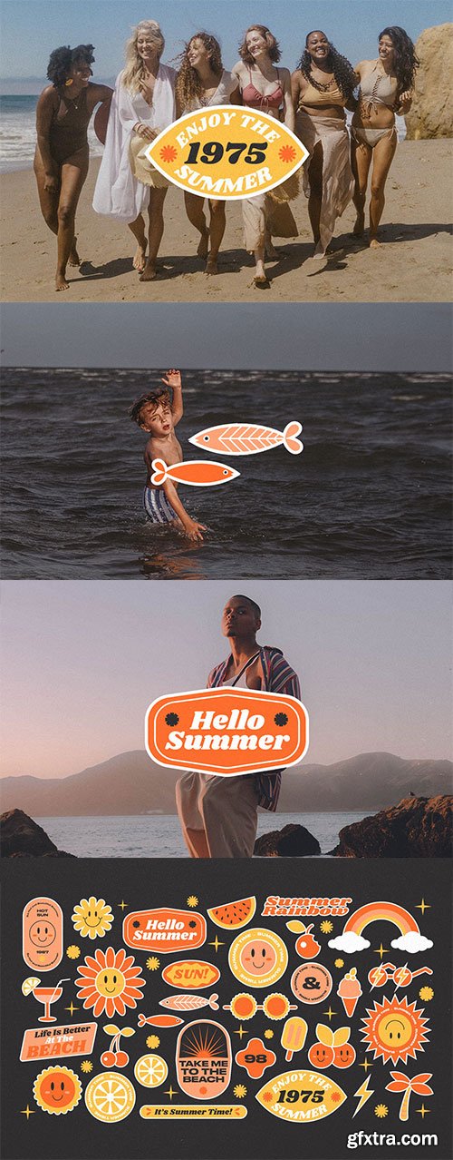 Pixflow - Summer Retro Stickers