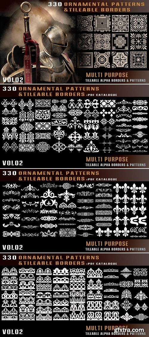 Artstation - 330 ornamental patterns & tileable borders-vol02