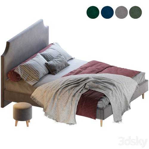 '3dsky Pro - Bed Adona-Legs 160 Velvet Olive / Blue / Gray / Emerald double Divanru with pouffe Plidi' '3dsky Pro - Bed Adona-Legs 160 Velvet Olive / Blue / Gray / Emerald double Divanru with pouffe Plidi'