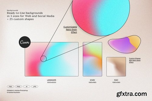Sparrow and Snow - Angeles Retro Gradients & Shapes