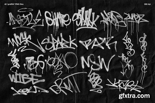 CreativeMarket - Graffiti & Torn Paper PNG Elements - 6428436