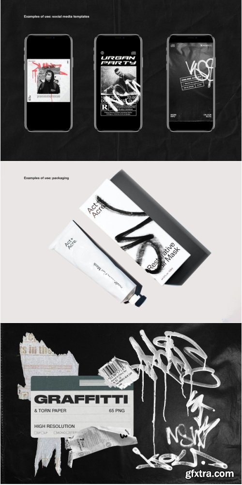 CreativeMarket - Graffiti & Torn Paper PNG Elements - 6428436