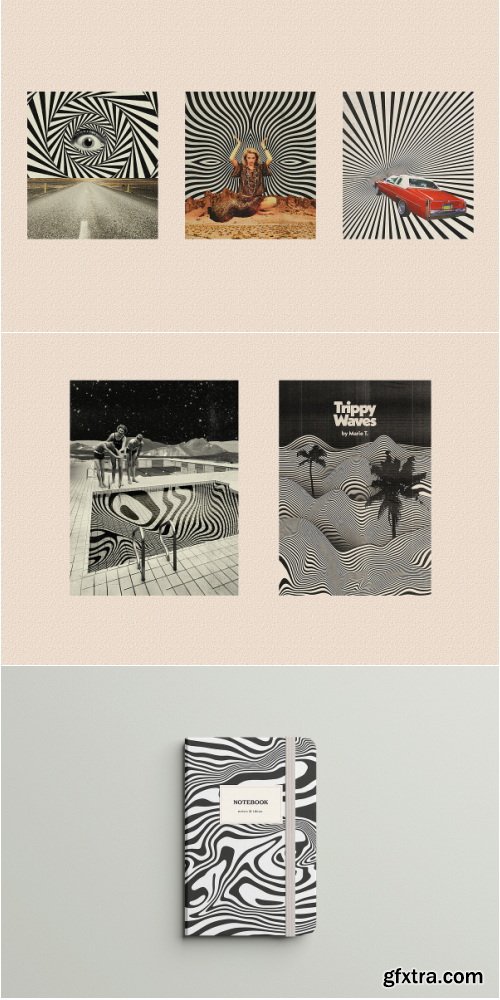 CreativeMarket - Trippy Waves Patterns - 7297650