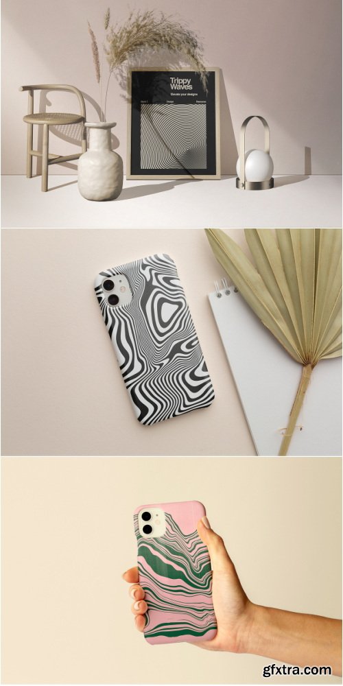 CreativeMarket - Trippy Waves Patterns - 7297650