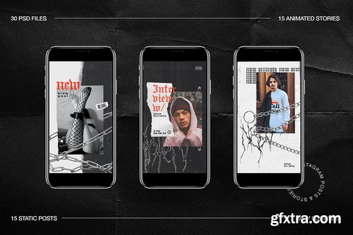 CreativeMarket - Grunge Instagram Templates Ps, Canva - 5246825