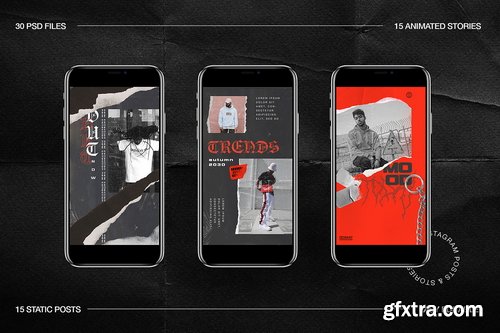 CreativeMarket - Grunge Instagram Templates Ps, Canva - 5246825