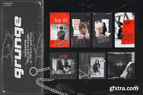 CreativeMarket - Grunge Instagram Templates Ps, Canva - 5246825