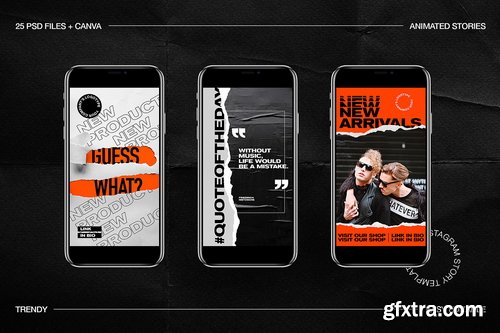 CreativeMarket - Trendy Animated IG Stories Ps, Canva - 3610153