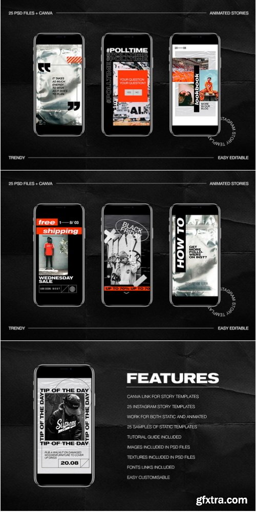 CreativeMarket - Trendy Animated IG Stories Ps, Canva - 3610153